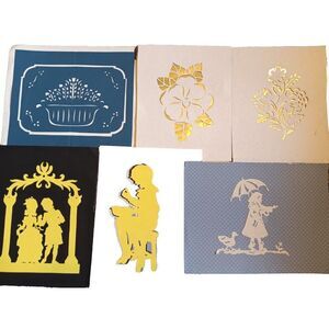 Vintage Lot Of 6 Scherenschnitte Pre-cut Patterns And Backgrounds Lot #4